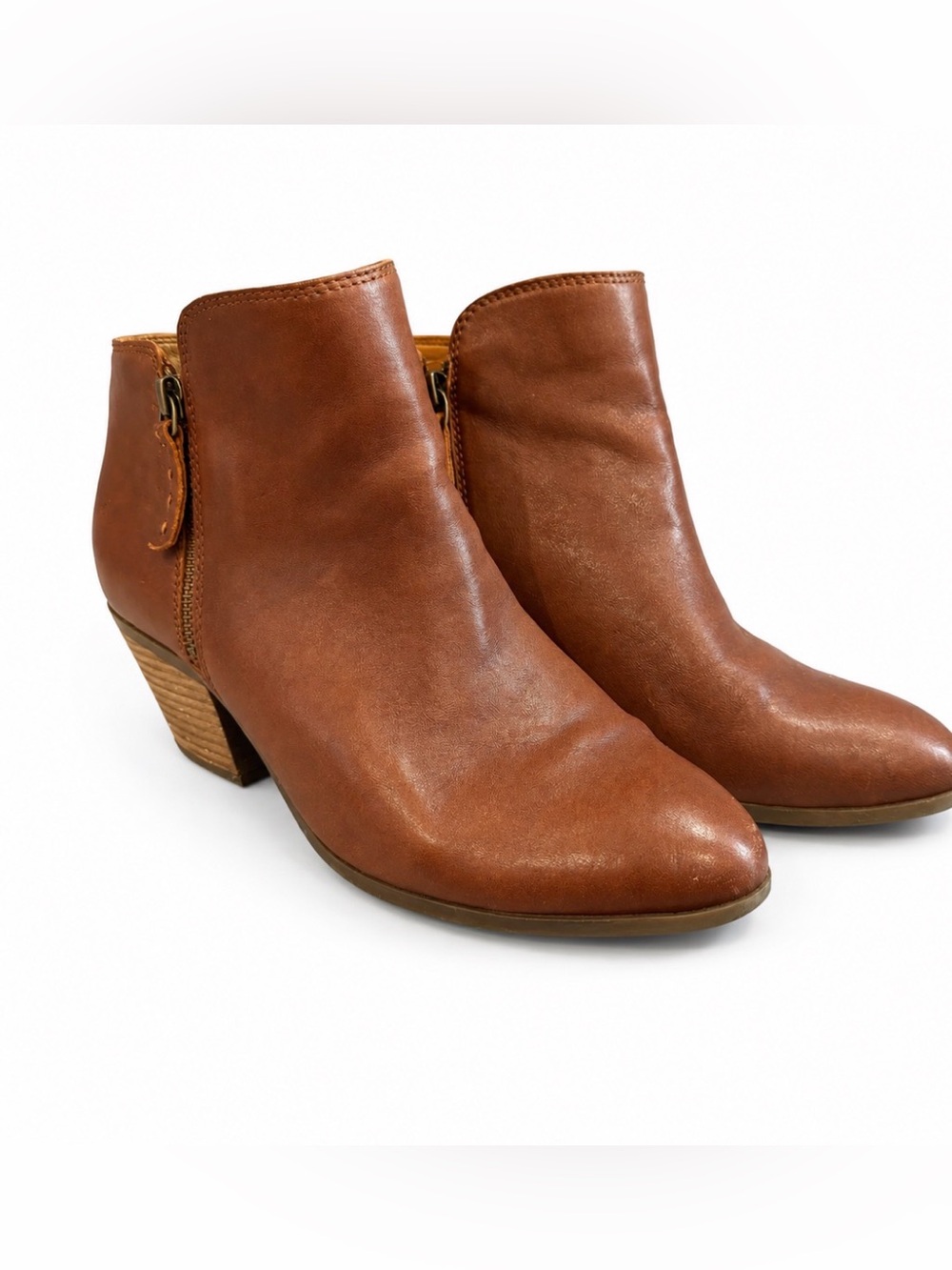 Frye Brown Leather Ankle Booties Women’s 9.5 Side Zip Inside/Outside